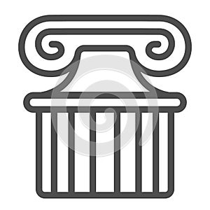 Ancient greek column line icon, theater concept, part of antique greek pillar vector sign on white background, outline