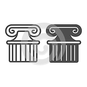 Ancient greek column line and solid icon, theater concept, part of antique greek pillar vector sign on white background