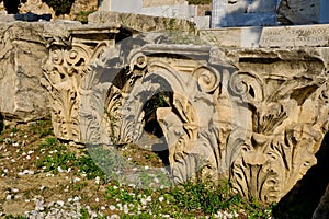 Ancient Greek Corinthian Columns Capitals, Athens, Greece