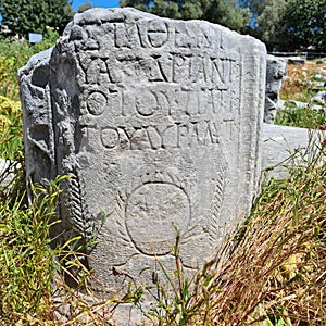 Ancient Greek Epigraph at Apollon Temple near Aydin province Turkey