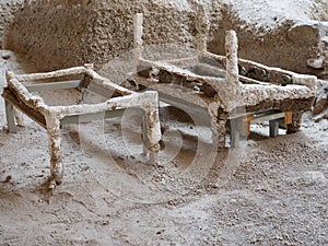 Ancient Greek Furniture Frames at Archeological Excavation