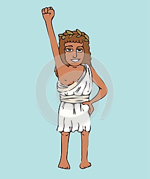 Ancient greek girl athlete in olive wreath and short chiton photo