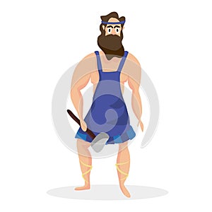 Ancient Greek god of fire, craft, construction. Hephaestus. The mythological deities of Olympia. Vector illustration of the