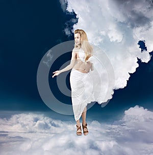 Ancient Greek Goddess in Clouds photo