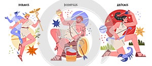 Ancient Greek Gods. Flat Vector