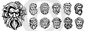 Ancient Greek head vector silhouette illustration