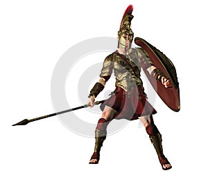 Ancient Greek Hoplite in Battle Stance photo