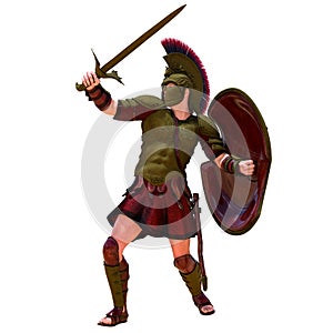 Ancient Greek Hoplite Soldier Attacking With a Sword