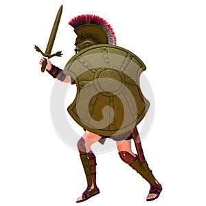 Ancient Greek Hoplite Soldier Attacking With a Sword