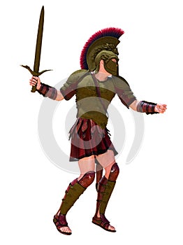 Ancient Greek Hoplite Soldier Attacking With a Sword