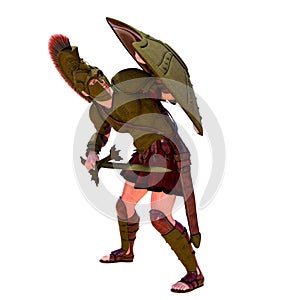 Ancient Greek Hoplite Soldier Defending Himself