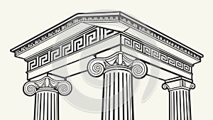 Ancient Greek Ionic column capital, classical elegance, vector design Generative AI
