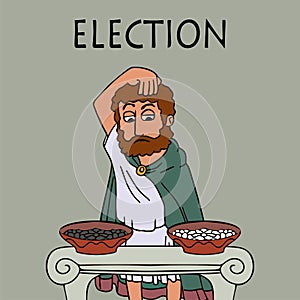 Ancient greek man chooses who to vote for