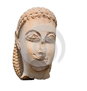 Ancient Greek marble head of a Kouros, Archaic Period