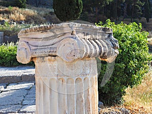 Ancient Greek Marble Ionic Column, Delphi, Greece