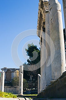 Ancient Greek marble pillar in Athens