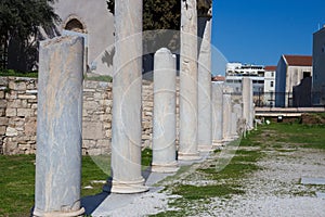 Ancient Greek marble pillar in Athens