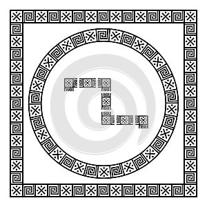 Ancient greek meander antique pattern. Set for creating frames and border with corner elements