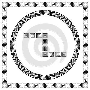 Ancient greek meander antique pattern. Set for creating frames and border with corner elements