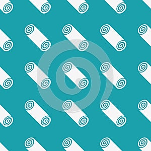 Ancient Greek motif cylinder spiral vector seamless pattern background. Blue white backdrop with diagonal abstract