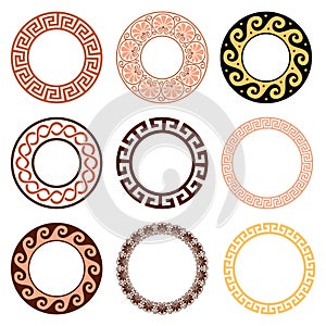 Ancient Greek round pattern - seamless set of antique borders from Greece