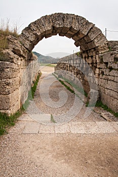 Ancient Greek ruins at the archaeological place of Ancient Olimpia photo