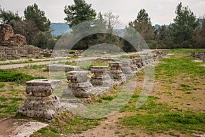 Ancient Greek ruins at the archaeological place of Ancient Olimpia