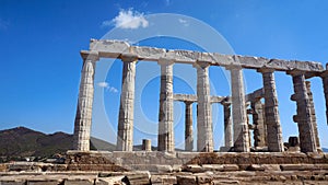 Ancient Greek ruins of the Temple of the god Poseidon