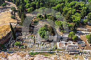 Ancient Greek ruins view from Acropolis top, Athens, Greece, Europe