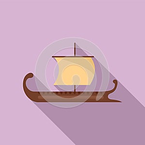 Ancient greek ship icon flat vector. Trireme boat