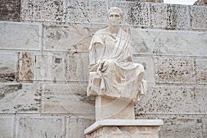 Ancient greek statue close to the theatre of dionysus at acropoli monument