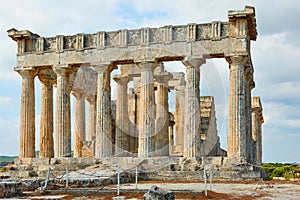 Ancient greek temple of Aphaea in Aegina Island