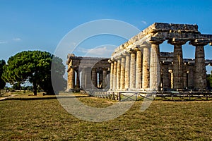 Ancient Greek temples in Paestum Italy