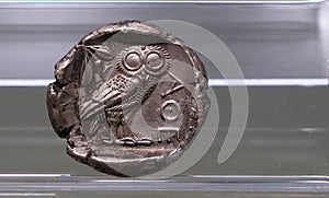 Ancient greek tetradrachm with the owl of Athena