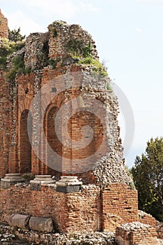 Ancient greek theater of taormina, the ruins