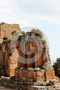 Ancient greek theater of taormina, the ruins