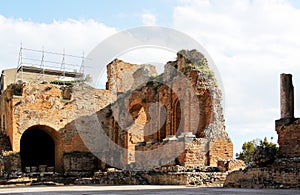 Ancient greek theater of taormina, the ruins