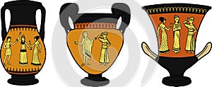 Ancient Greek utensil three vases