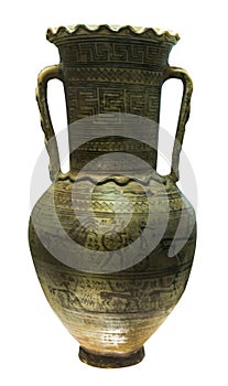 Ancient greek vase isolated on white background