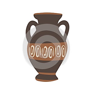 Ancient Greek vase. Pottery vector. Antique jug from Greece. Old clay amphora, pot, urn or jar for wine and olive oil