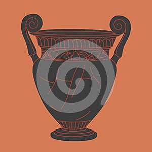 Ancient greek vase. Pottery vector illustration. Antique jug from Greece. Old clay amphora, pot, urn