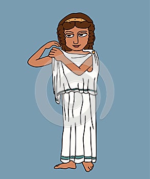 Ancient greek woman pinned chiton cartoon