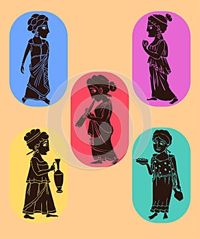 Ancient greek women silhouettes
