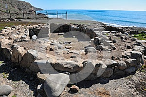 ancient guanche rock ruins in gran canaria