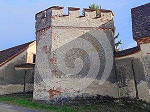 Ancient guard tower with castle wall of Austrian Castle Thannhausen