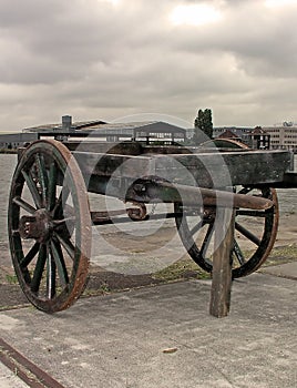 Ancient handcart in Amsterdam harbor