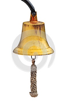 Ancient hanging ship bell with rope