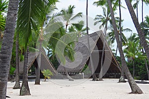 Ancient hawaiian village at Puuhonua o Honaunau Historical Park , Big Island, Hawaii