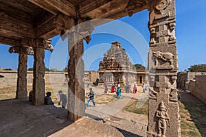 Ancient Hazara Rama temple among the ruins of Hampi, Karnataka, India