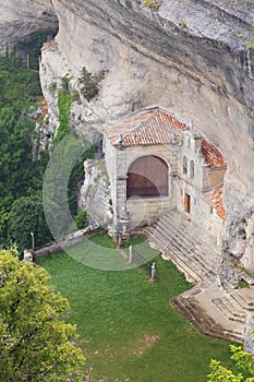 Ancient hermitage and cave of Saint Bernabe, in Burgos, Spain. photo